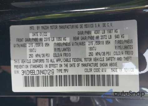 2022 Mazda Cx-30 Select из США, поврежденный, VIN 3MVDMBBL0NM401219